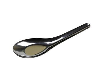 Stainless steel short spoon isolated on transparent background png file