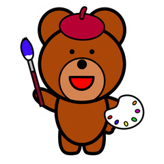 クマ　絵描き　イラスト
