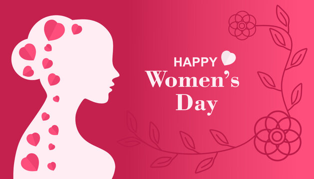Happy women's day template background with love and heart decoration 