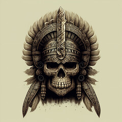 mexican aztec skull warrior Generative AI