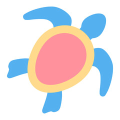 Sea turtle opened flippers, fins in swimming  - icon, illustration on white background, flat color style