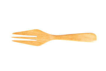 wooden fork isolated on white background