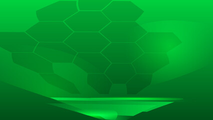 Modern abstract stripes background with green hexagons. Can be used in cover design, book design, website background.
