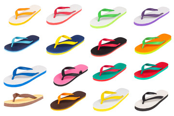 flip flops all color isolated on white background