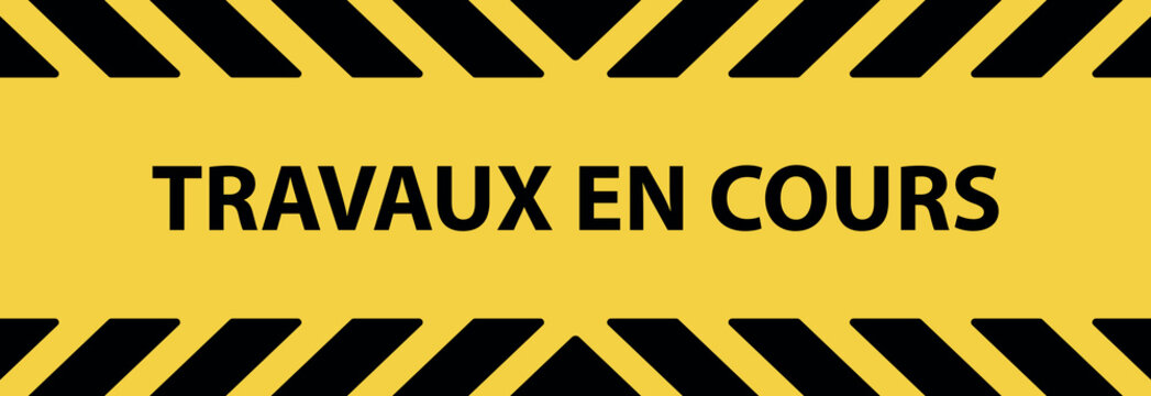 Travaux en cours text on white background. Work in progress in french language.