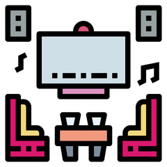 room filled outline icon style