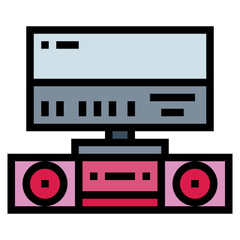 television filled outline icon style