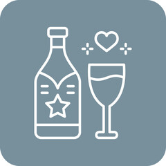 Champagne Multicolor Round Corner Line Inverted Icon