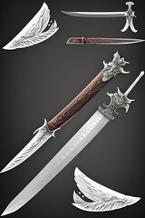 Magical sword, epic, fantasy asset , game asset element generative ai