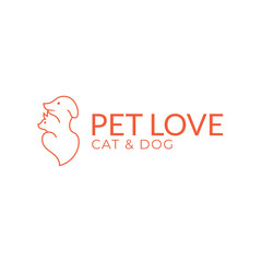 pet love logo - cat and dog logo