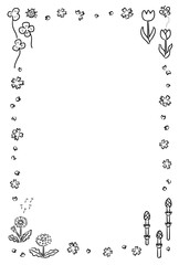 春の植物フレーム　1色　縦