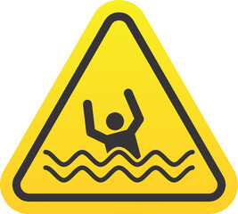 Beware Of Drowning Sign Isolated On White Background. Triangle Warning Symbol Simple, Flat Vector, Icon You Can Use Your Website Design, Mobile App Or Industrial Design. Vector Illustration