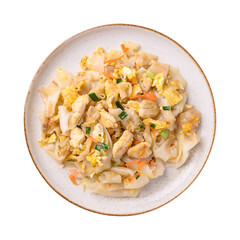 Thai food (Kuaitiao Khua Kai), Stir fried rice noodles with egg and chicken