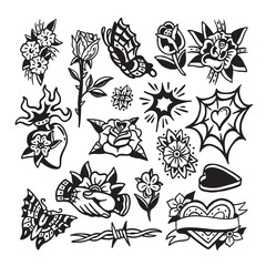 set of flowers tattoo
