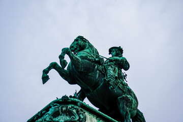 Prince Eugene of Savoy (Prinz Eugen von Savoyen) equestrian statue in front of Hofburg palace, Heldenplatz, Vienna, Austria.