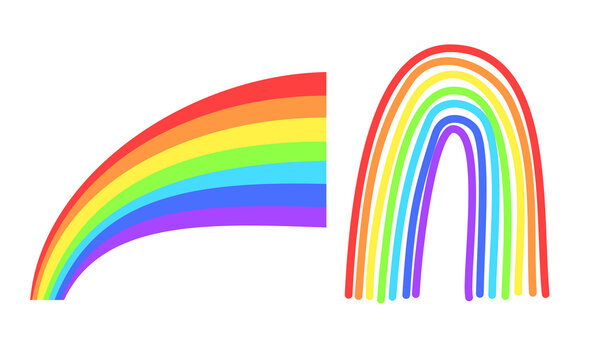 Set of two rainbows. Vector illustration.