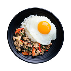 Thai food (Pad Kapao), Stir fried basil with pork and fried egg