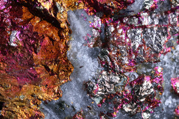 Background image of closeup Bornite mineral.