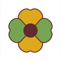 Funky, hipster sticker of flower in groovy style