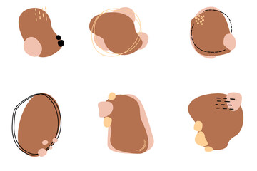 Set of modern minimal abstract background in earth tone and nude color. Boho style bubble. Vector illustration design.