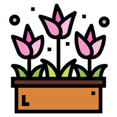 flowers filled outline icon style