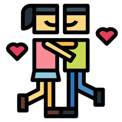 hug filled outline icon style