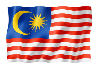 Malaysian flag isolated on white