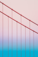 Gradient color colorful magic hours sunset vertical suspender ropes cables and bridge towers...