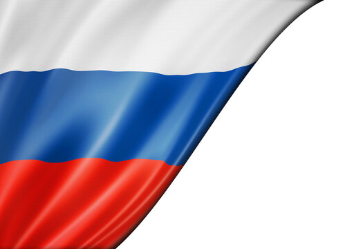 Russian Flag Isolated On White Banner