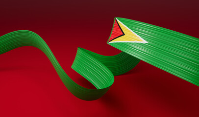Waving ribbon or banner with flag of Guyana. Template for independence day 3d illustration