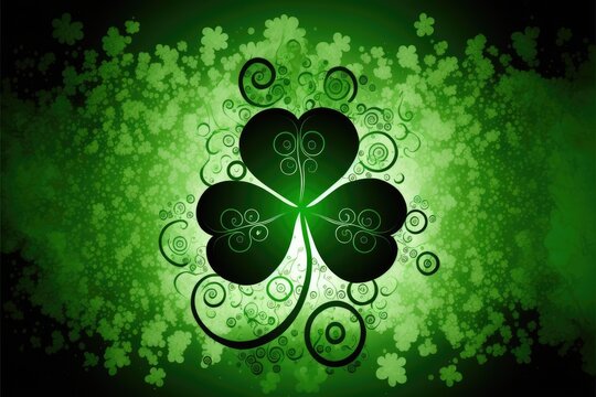 St. Patrick's Day abstract green background decorated with shamrock leaves. Patrick Day pub party celebrating. Generative AI