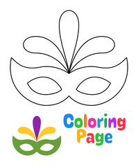 Coloring page with Carnival Mask for kids