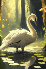 Swan in a Pond Three