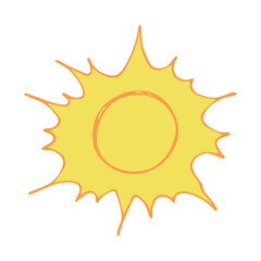 Hand drawn abstract sun symbol. Summer doodle. Single vector element for design