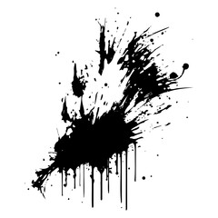 Ink splashes and strokes on a white background