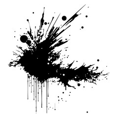 Ink splashes and strokes on a white background