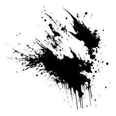 Ink splashes and strokes on a white background