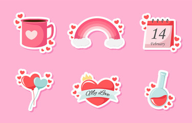 Set of Valentine Sticker Design