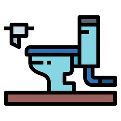toilet filled outline icon style