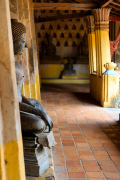 Antique statue of buddha in Si Saket temple at Vientiane-Laos