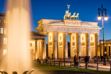 Fototapeta na wymiar Ornamental quadriga, Brandenburg Gate, designed by architect Carl Gotthard Langhans, Berlin, Germany, europe