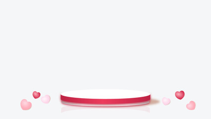 White gray 3D room with realistic cylinder pedestal podium. Minimal scene for product display presentation. Stage for showcase. Vector geometric design platform.
