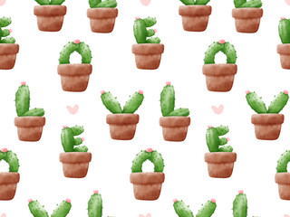Cactus Tile Seamless Patterns Background