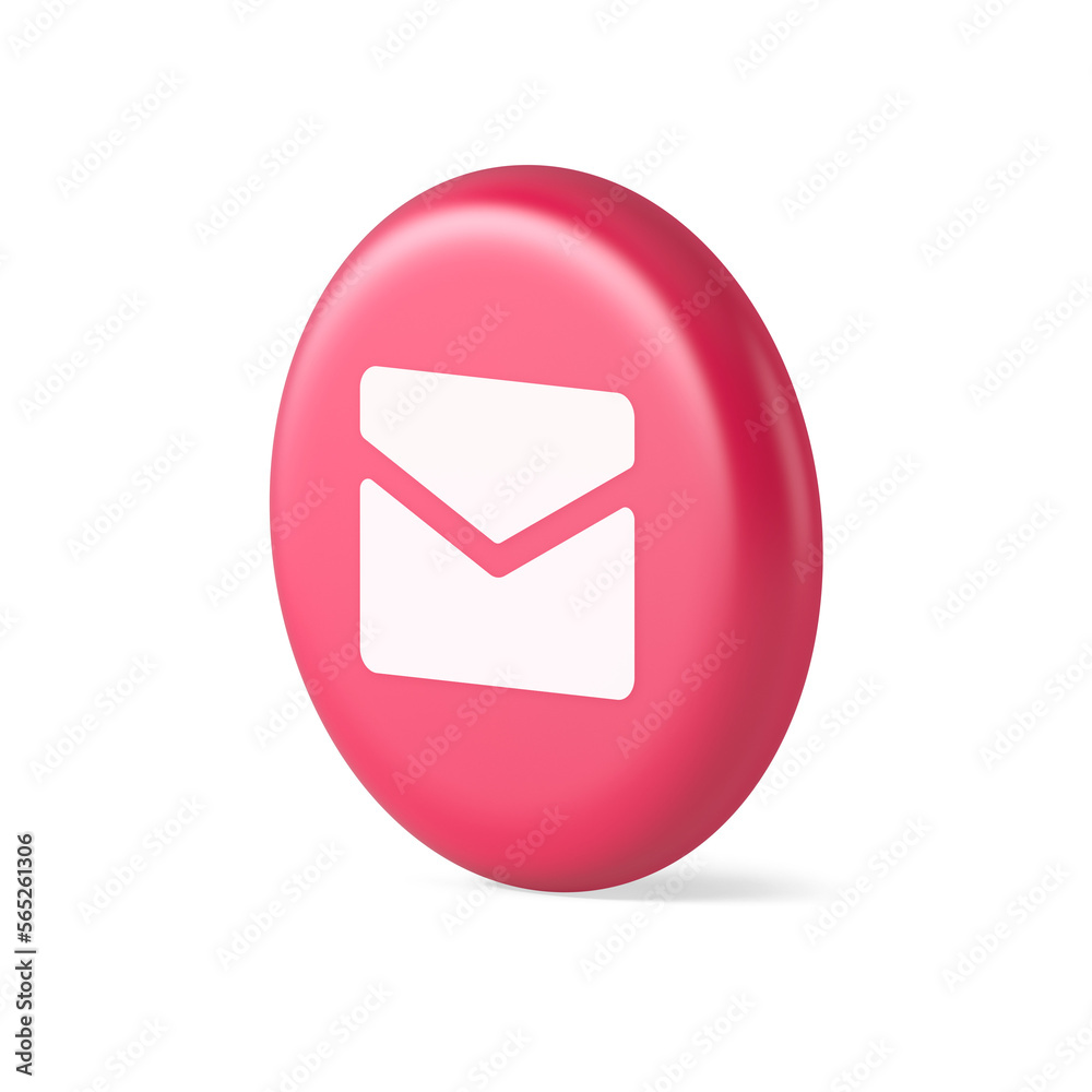 Poster newsletter inbox chat message button remotely communication digital notification 3d realistic icon