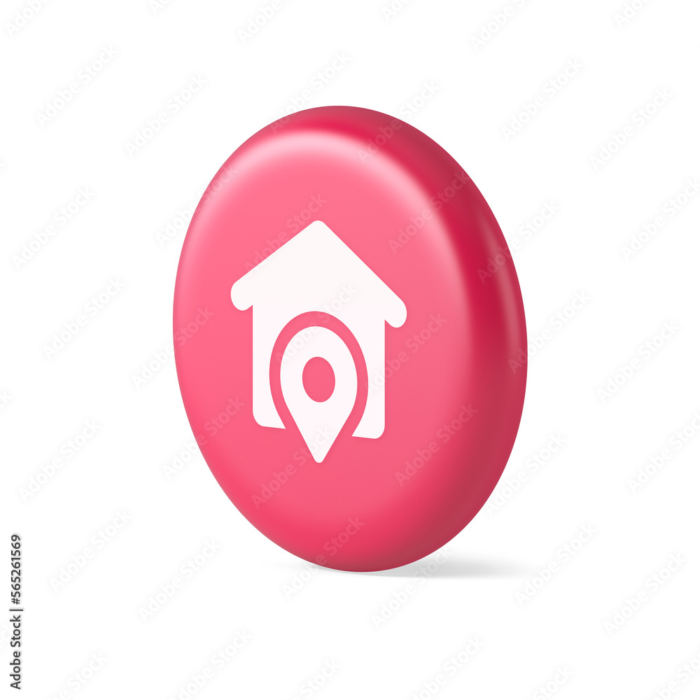 Poster house location gps route button distance navigation map pin pointer address direction 3d realistic i