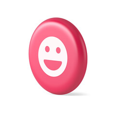 Smiley emoticon comic face emoji button laughing social network reaction happy 3d realistic icon