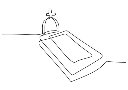 recommend clip art: Hand drawing one line of gravestone isolated on white background.