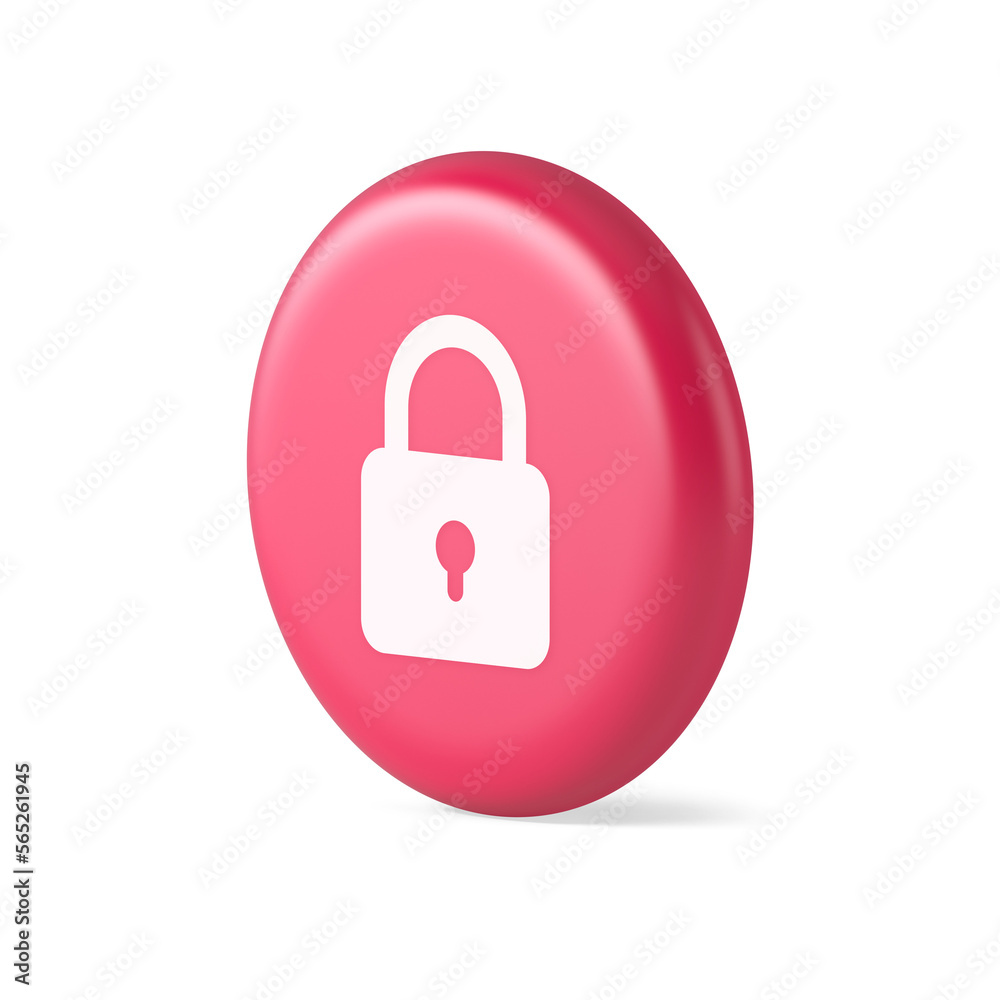 Poster padlock locking web access button password security protection safe encryption 3d realistic icon