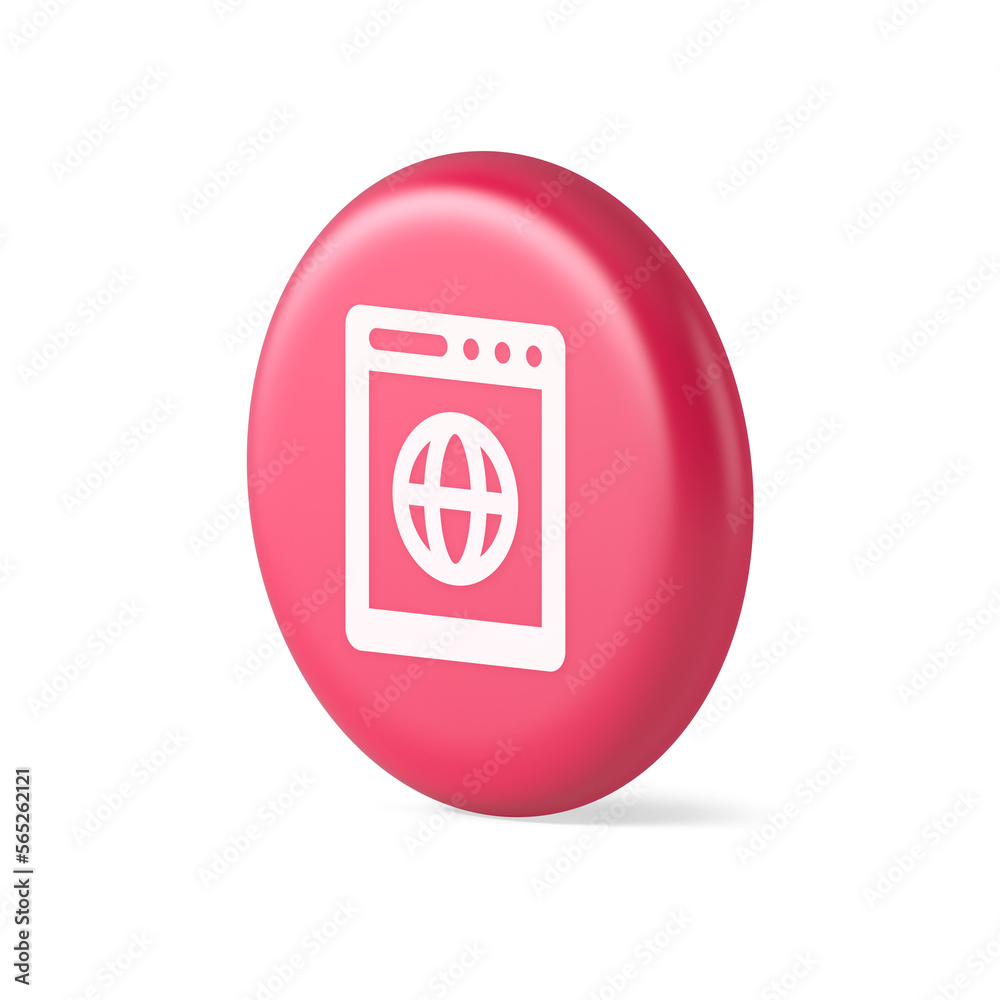 Poster internet browser global wireless connection button cyberspace virtual networking 3d realistic icon