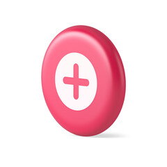 Obraz premium Plus add button mathematical addition symbol 3d round realistic icon
